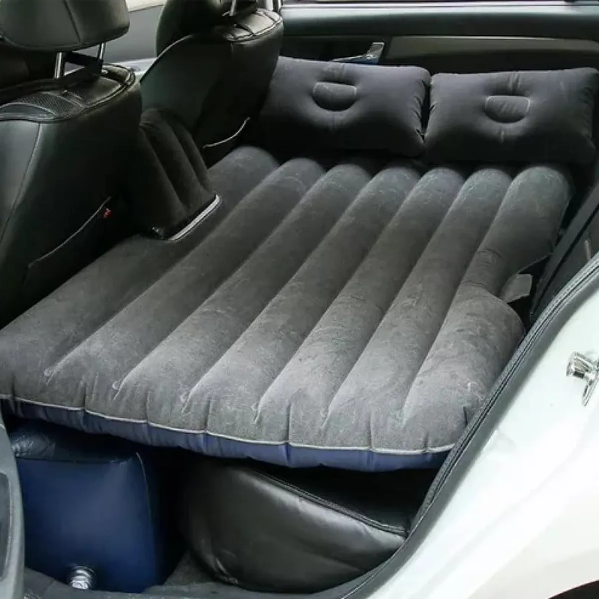 ANGELES DEL HOGAR - Colchon Inflable Asiento Trasero Auto + Compresor De Aire Gris