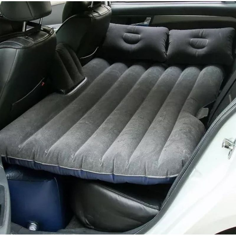 ANGELES DEL HOGAR - Colchon Inflable Asiento Trasero Auto + Compresor De Aire Gris
