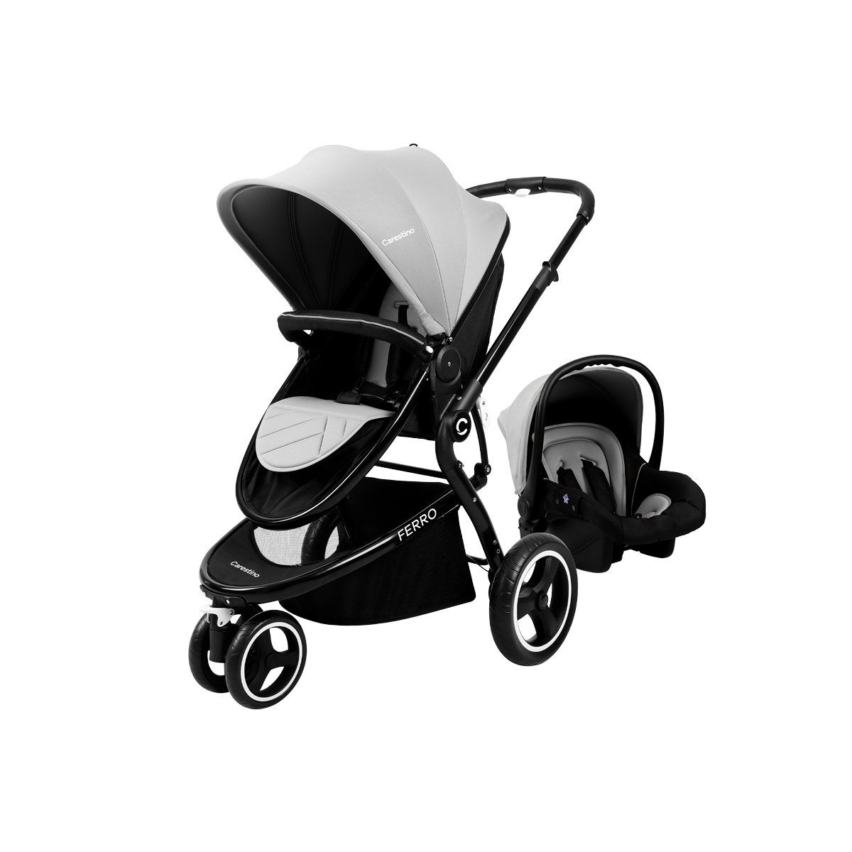 CARESTINO - Coche Carestino Ferro Gris con Huevito y Moisés