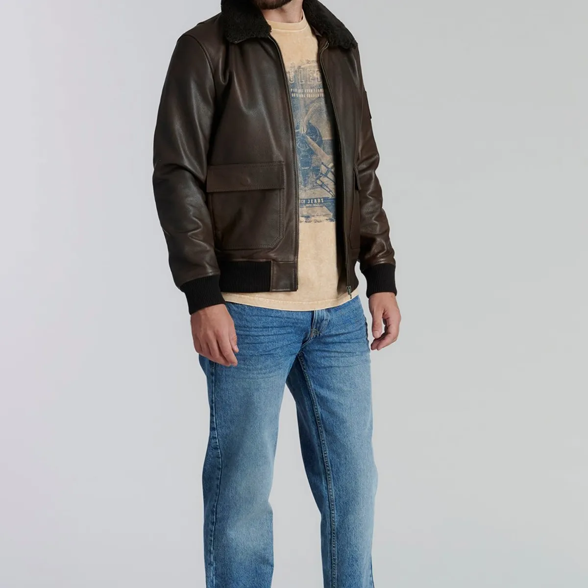 FEROUCH - Chaqueta Cuero Wisconsin Fr Café Ferouch