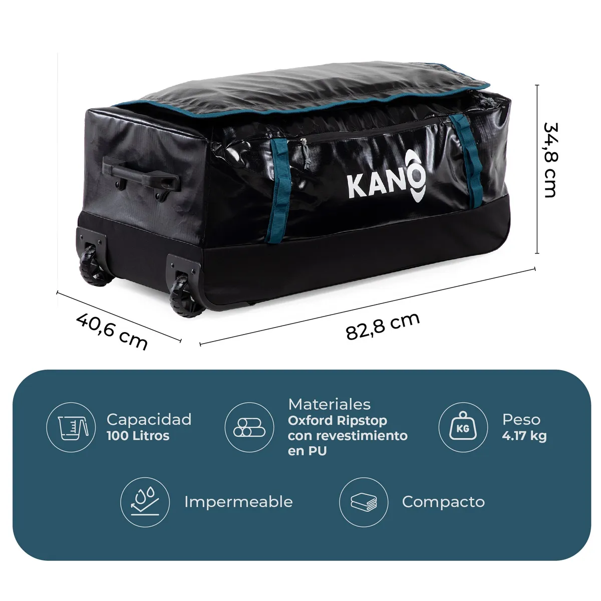 KANO - Bolso de Viaje con Ruedas Kano Outdoor Carry On 100L Negro