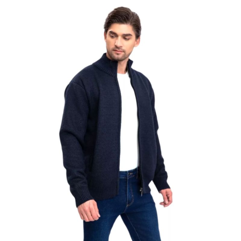 MPROPIA - Chaqueta Sweater Algodon Cuelo Alto Forro Piel Bolsillos Cierre 7169