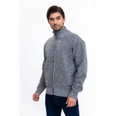 MPROPIA - Chaqueta Sweater Algodon Cuelo Alto Forro Piel Bolsillos Cierre 7169