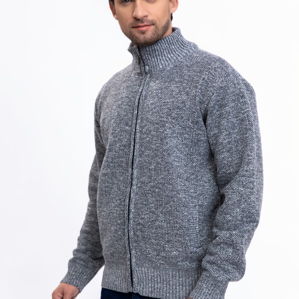 GENERICO - Chaqueta Sweater Algodon Cuelo Alto Forro Piel Bolsillos Cierre 7169