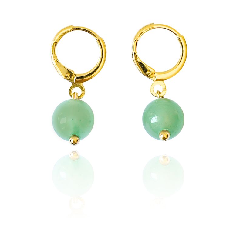 Aros Argolla Jade 8mm Enchapado Oro 18K Jade TALLA UNICA