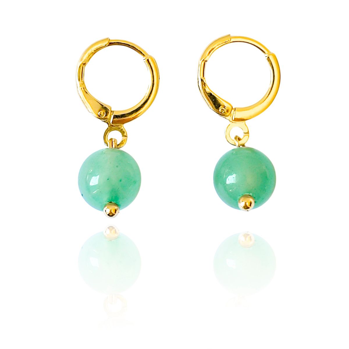 ANDREA COGGIOLA JOYAS - Aros Argolla Jade 8mm Enchapado Oro 18K