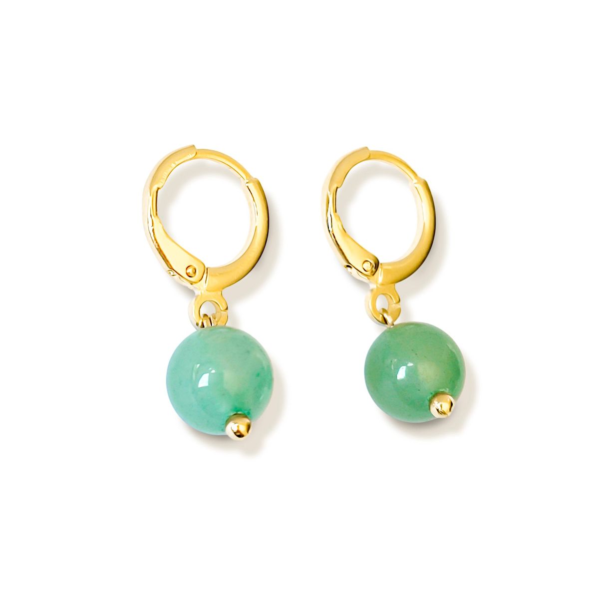 ANDREA COGGIOLA JOYAS - Aros Argolla Jade 8mm Enchapado Oro 18K