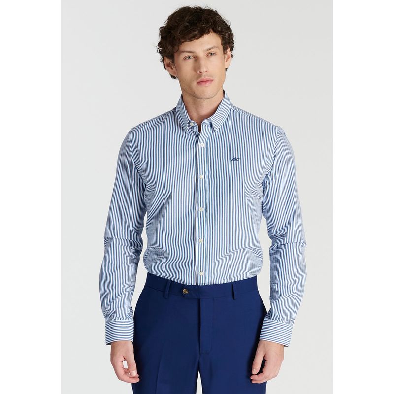 NEW MAN - Camisa David Heritage Azul Newman