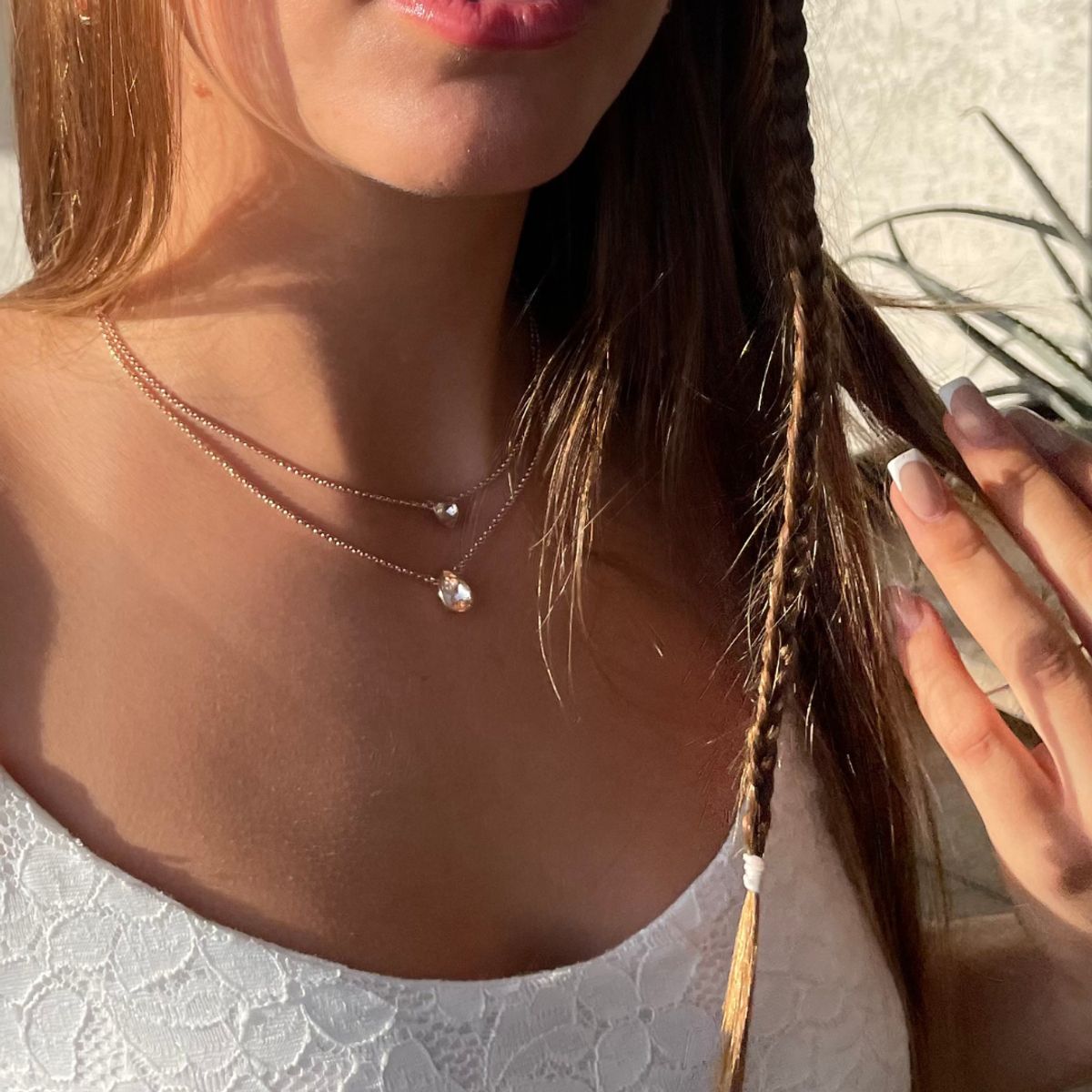 BLOOM CRYSTAL - Collar Gota de Luz Cristal Austria 10 mm Baño Oro Rosado