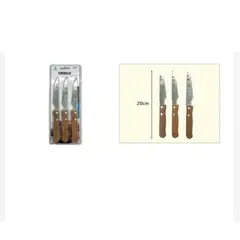 GENERICO - Cuchillo Acero Inoxidable 3 Piezas Mango De Madera
