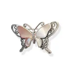 ANDREA COGGIOLA JOYAS - Prendedor Mariposa Nácar Filigrana Plata Fina 925