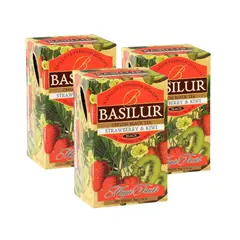BASILUR - Pack Te 3 Cajas Frutilla Kiwi de 25 Bolsas cu