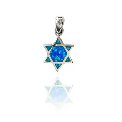 ANDREA COGGIOLA JOYAS - Colgante Estrella De David Ópalo Menorá Plata Fina 925