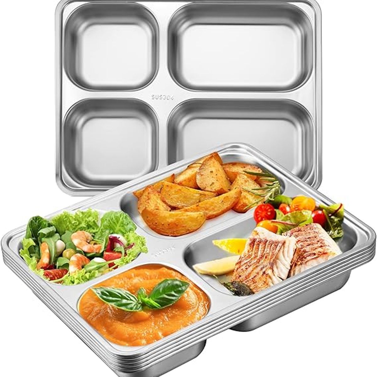 GENERICO - Bandeja de Acero Inoxidable forma rectangular Para Niños