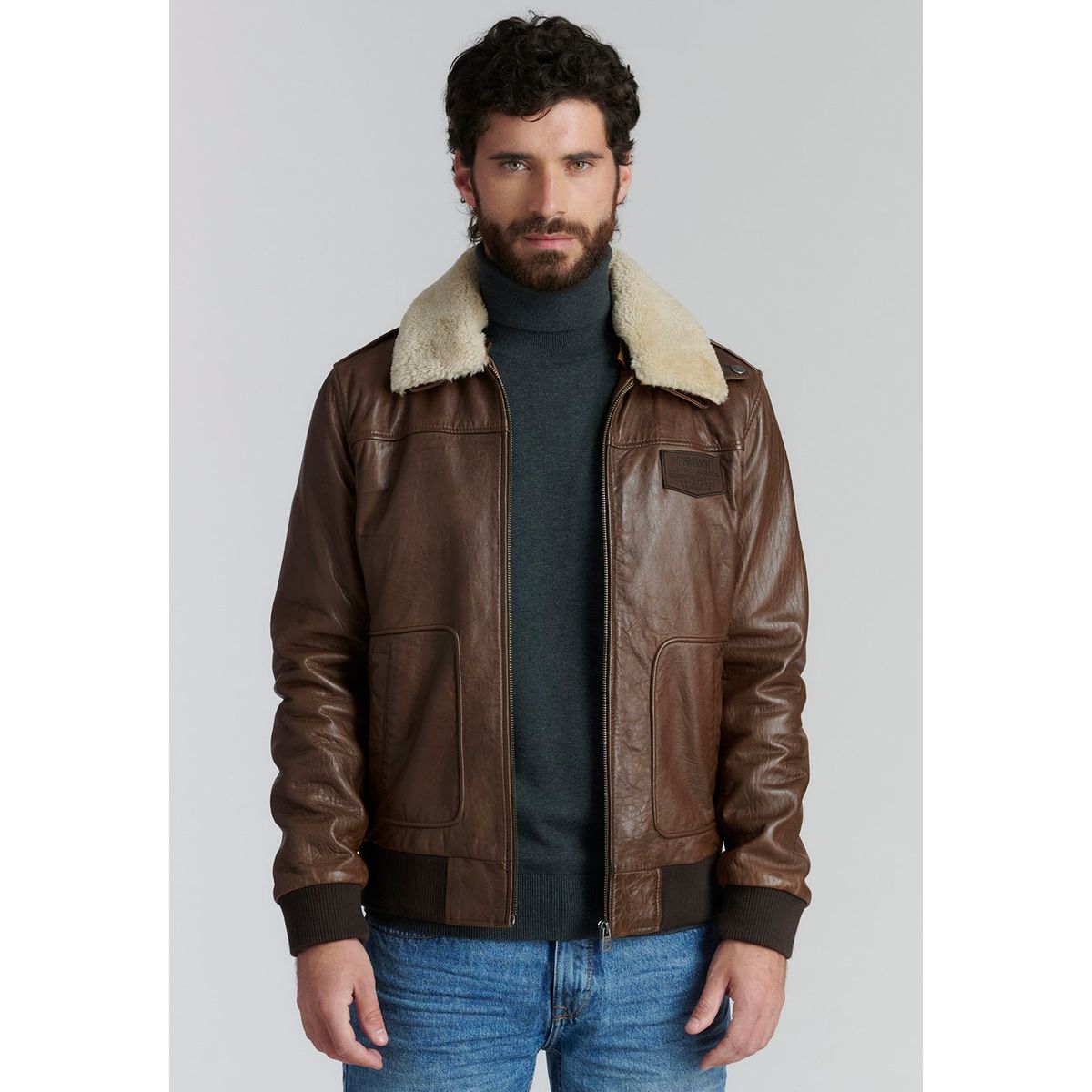 FEROUCH - Chaqueta Cuero Montana Fr Café Ferouch