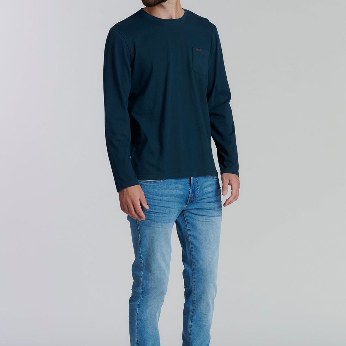 FEROUCH - Polera Básica  Oregon Fr Azul Ferouch