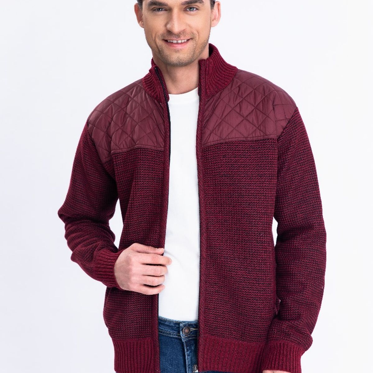 LIKE SHOP - Sweater Algodon Chaqueta Forro Piel Cuello Alto Bolsillos Cierre 7175