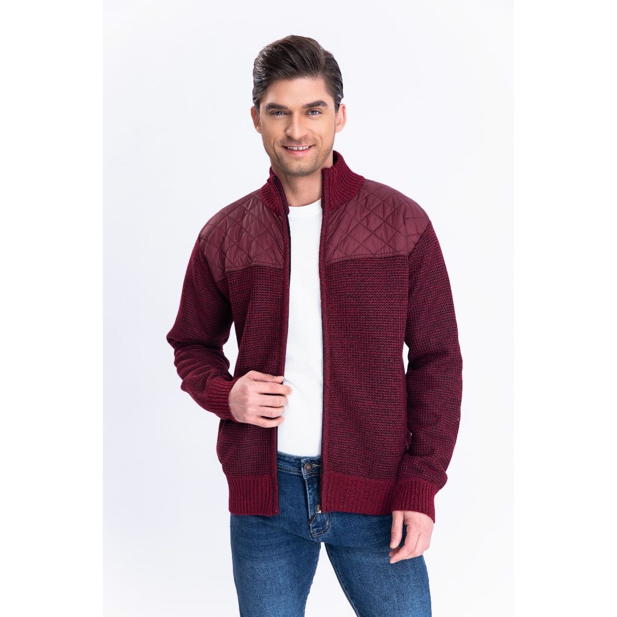 LIKE SHOP - Sweater Algodon Chaqueta Forro Piel Cuello Alto Bolsillos Cierre 7175