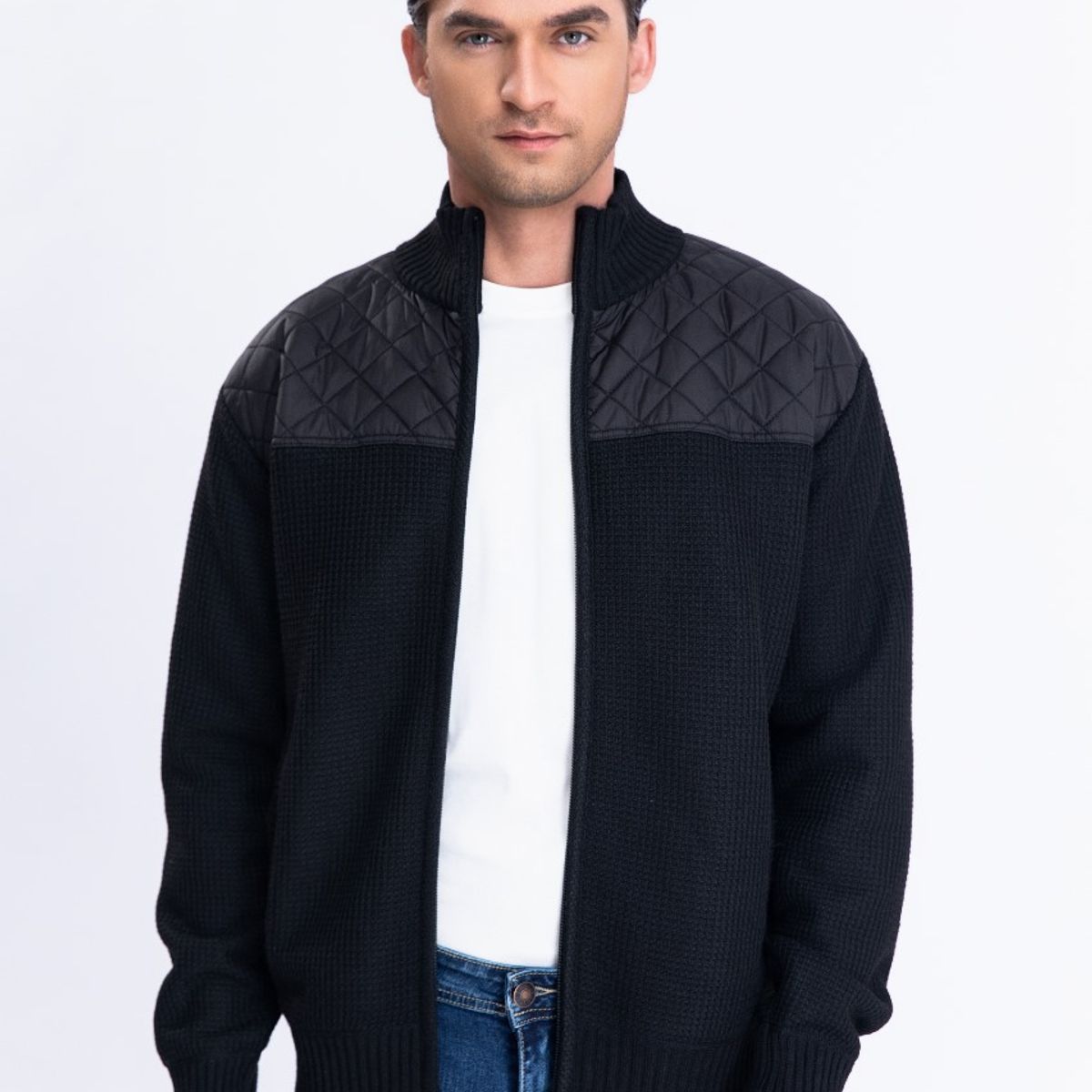 LIKE SHOP - Sweater Algodon Chaqueta Forro Piel Cuello Alto Bolsillos Cierre 7175