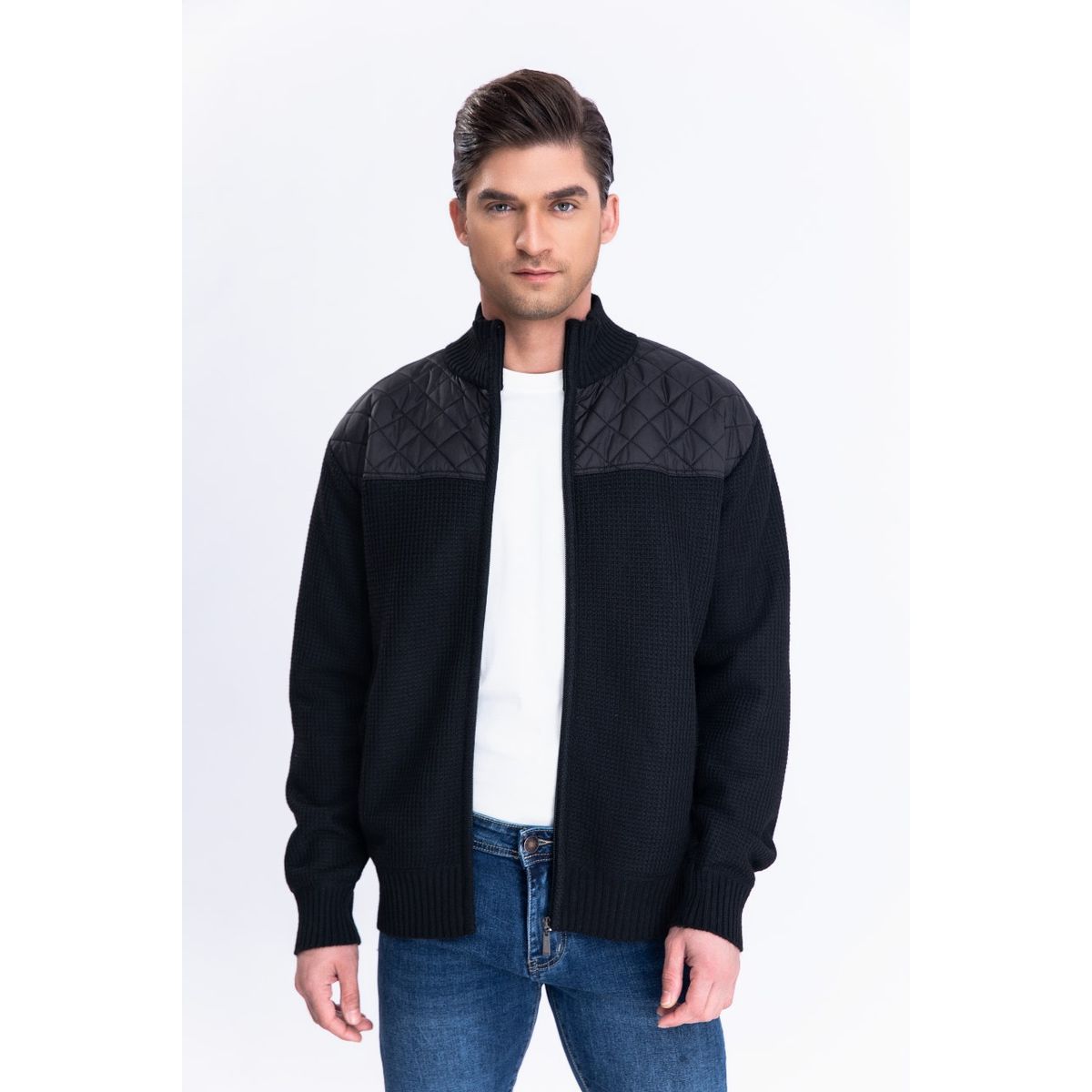 LIKE SHOP - Sweater Algodon Chaqueta Forro Piel Cuello Alto Bolsillos Cierre 7175