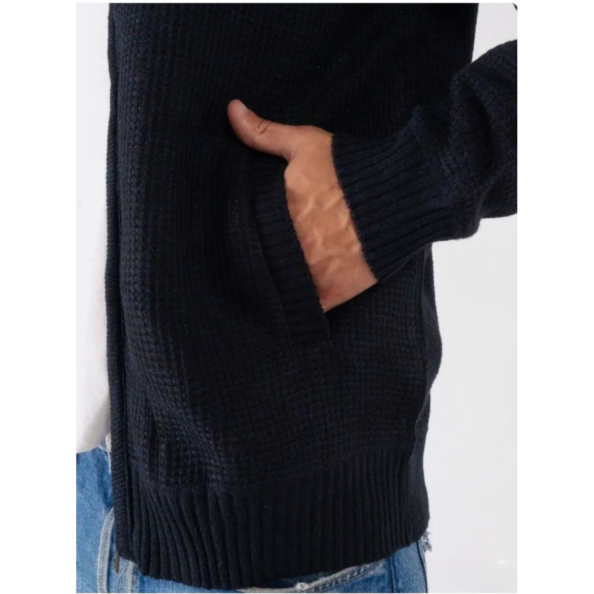 LIKE SHOP - Sweater Algodon Chaqueta Forro Piel Cuello Alto Bolsillos Cierre 7175