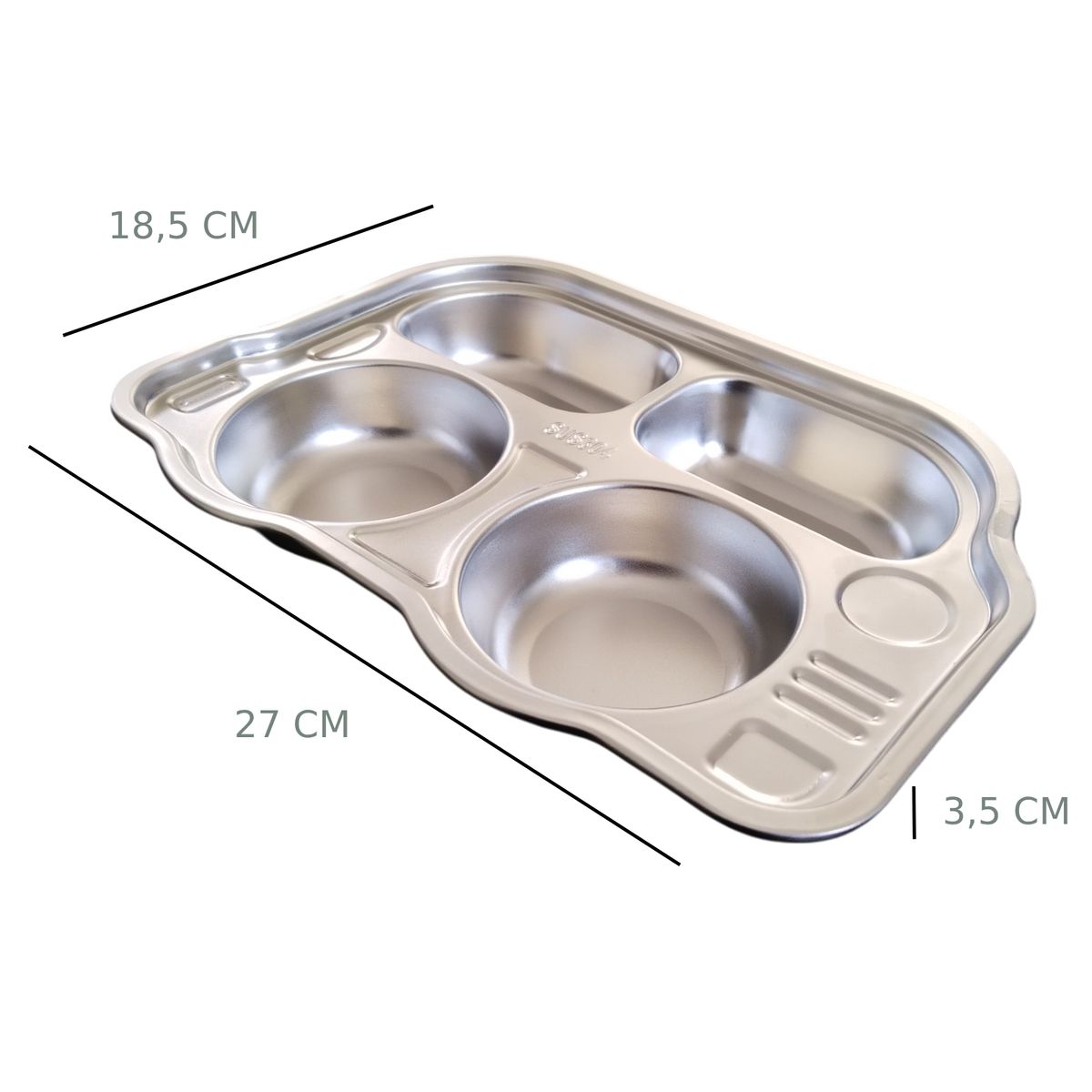 GENERICO - Bandeja de Acero Inoxidable forma Bus Para Niños