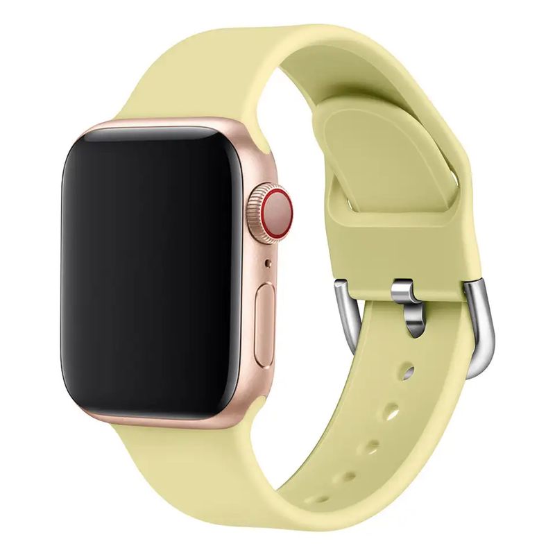 GENERICO - Correa Silicona Para Apple Watch 42 44 45 49 Ultra / Amarillo Claro