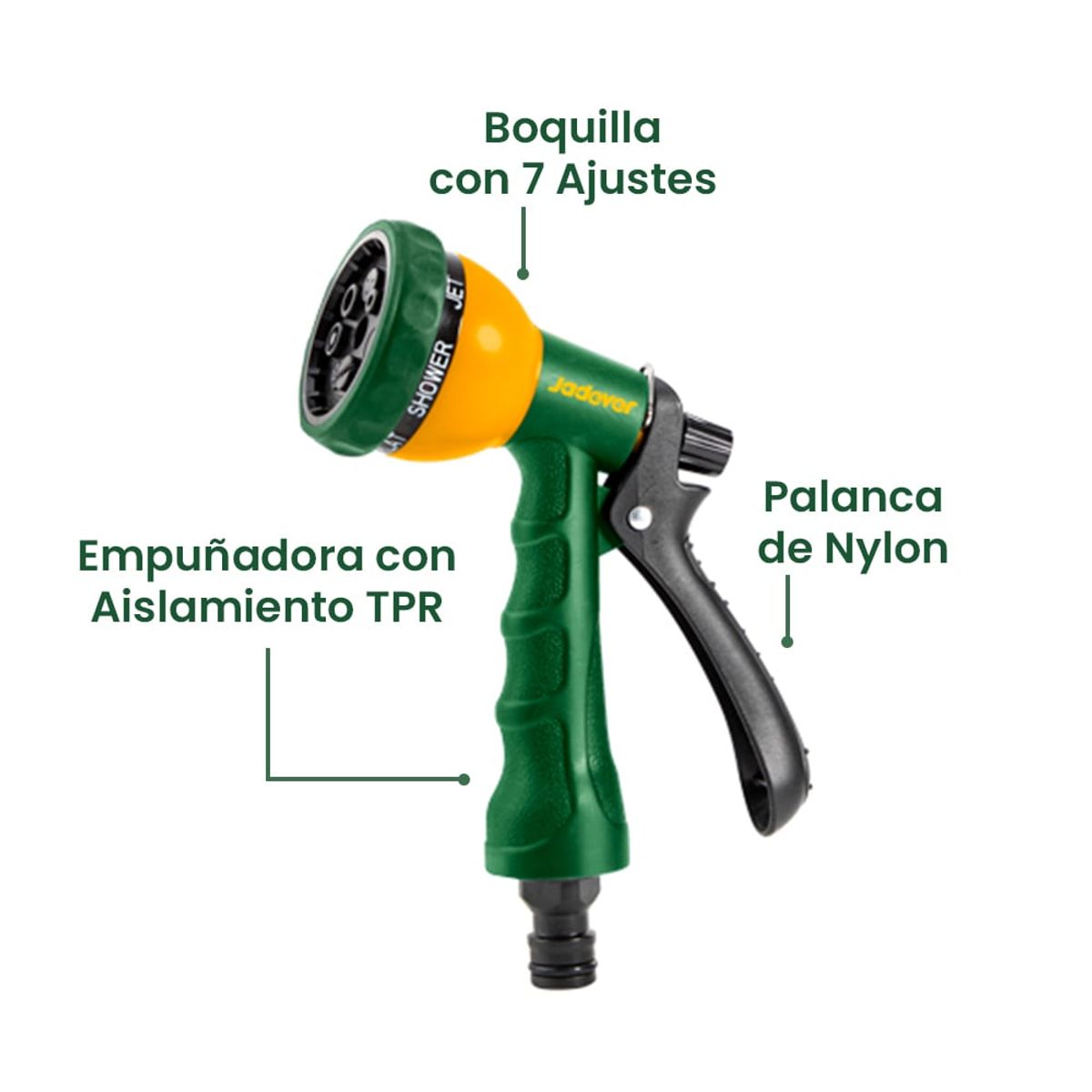 JADEVER - Pistola Rociadora para Manguera 7 Vías JADEVER