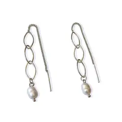 COGGIOLA - Aros Perla De Río Cadena Palito Plata Fina 925