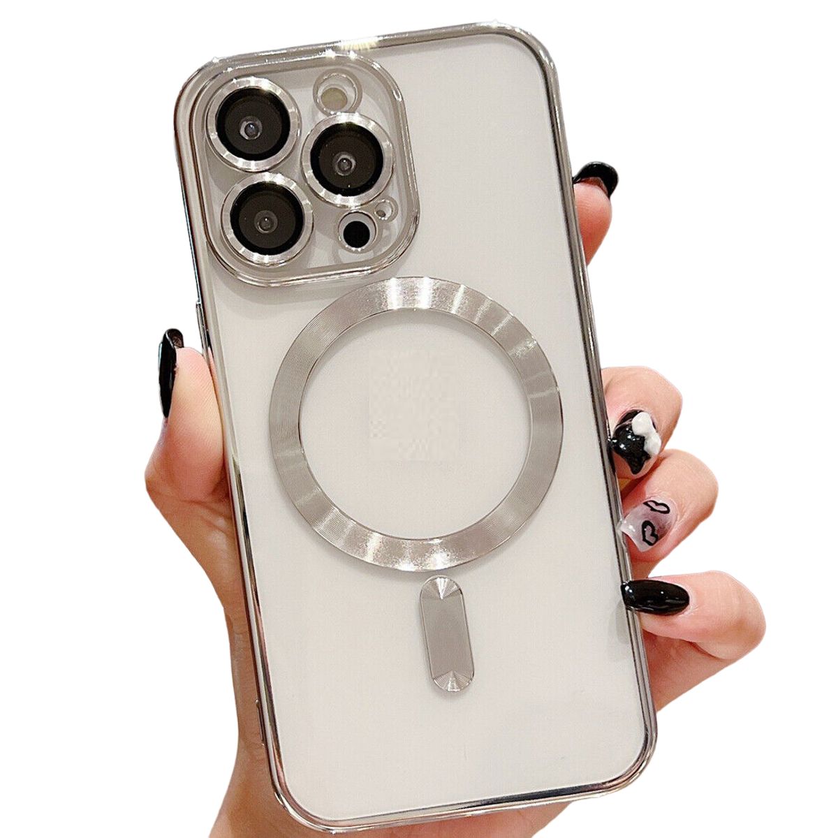 GENERICO - Carcasa Magsafe para iPhone 15 / Plata Lentes