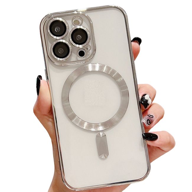 GENERICO - Carcasa Magsafe para iPhone 15 / Plata Lentes