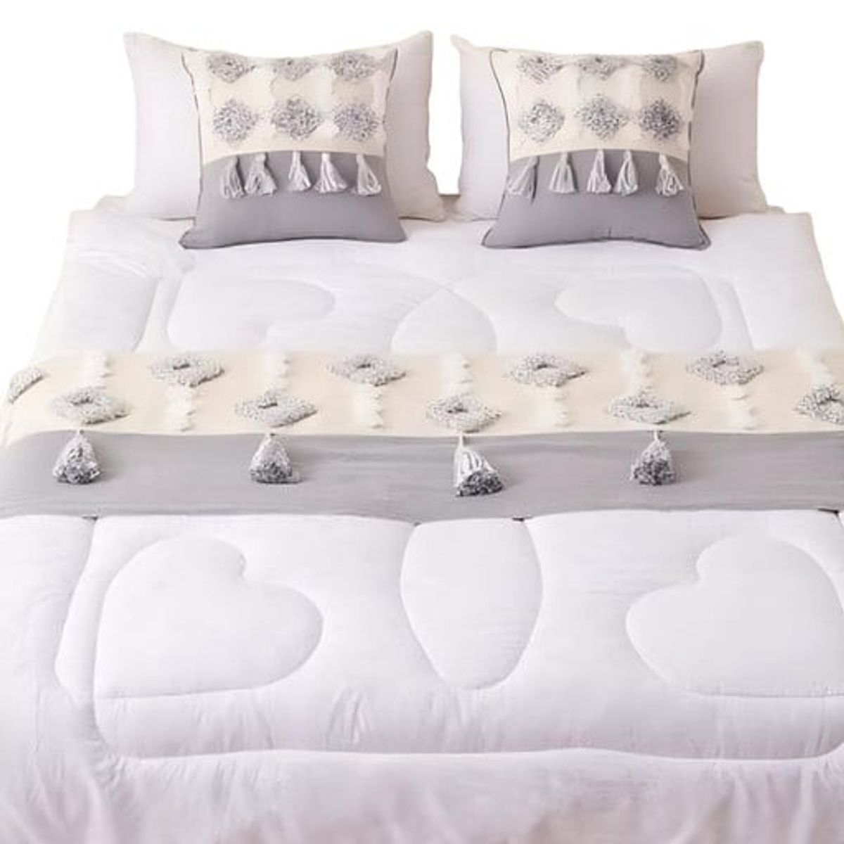 GENERICO - JUEGO DE PIECERA DE CAMA CON 2 FUNDAS MODELO BOHO