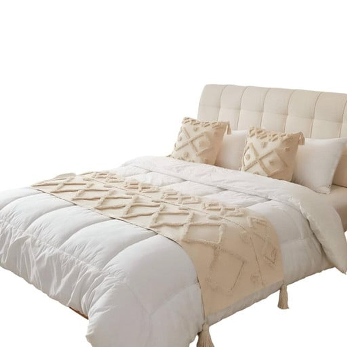 GENERICO - JUEGO DE PIECERA DE CAMA MAS 2 COJIN CON FUNDAS MODELO BOHO