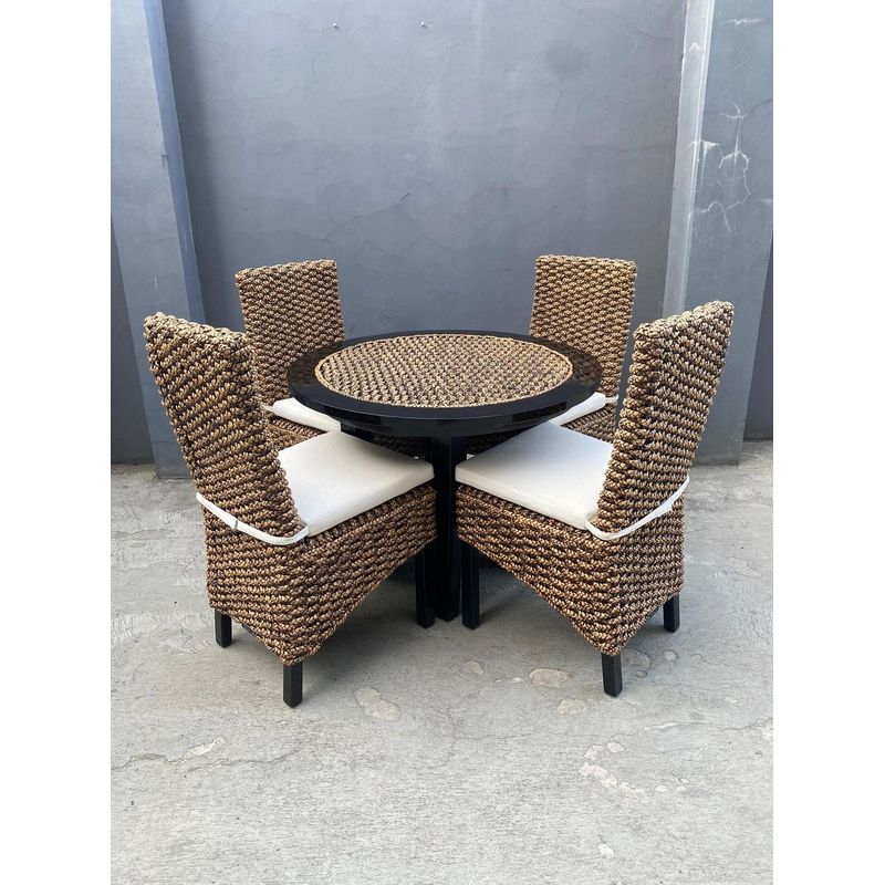 GENERICO - Comedor Redondo 4 Personas Rattan Natural