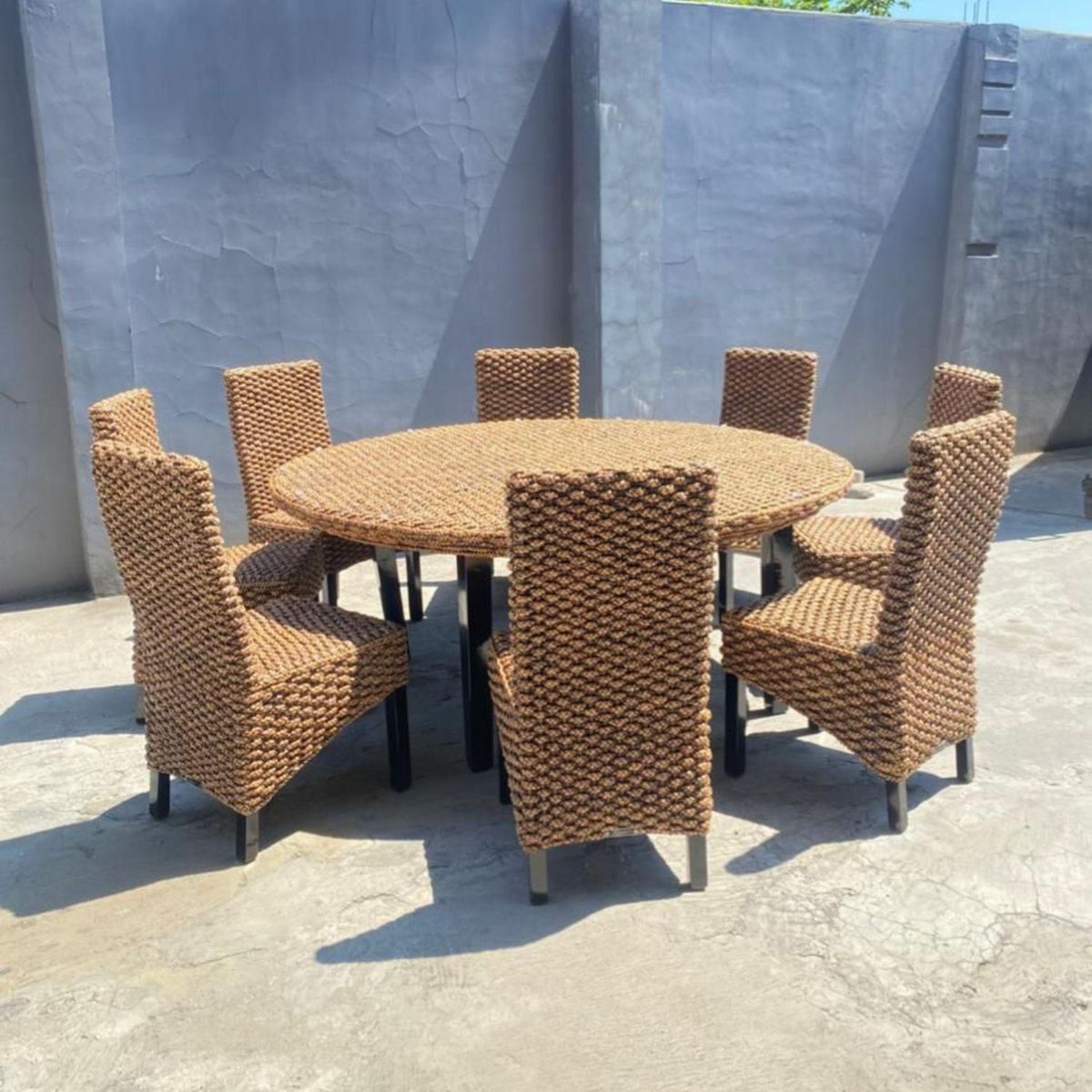 GENERICO - Comedor Redondo 8 Personas Rattan Natural