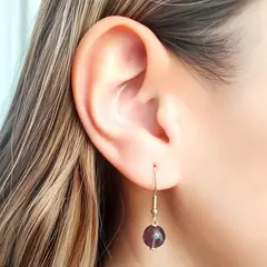 ANDREA COGGIOLA JOYAS - Aros Turmalina Morada 7mm Facetada Enchapado Oro 18K