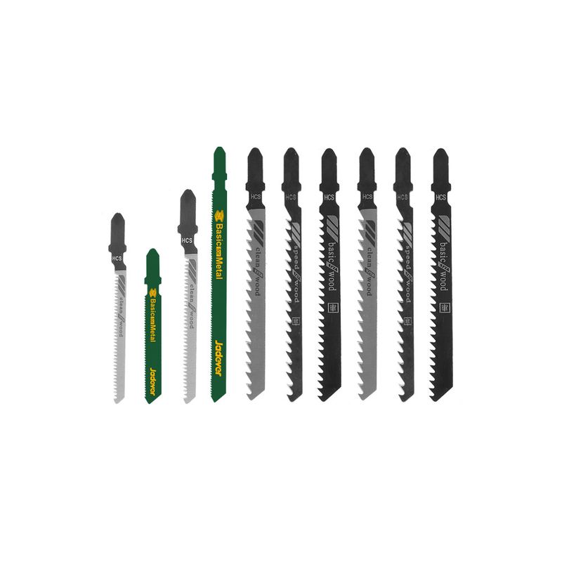 JADEVER - Set Hojas Sierra Caladora Metal-Madera-Aluminio 10 Piezas JADEVER