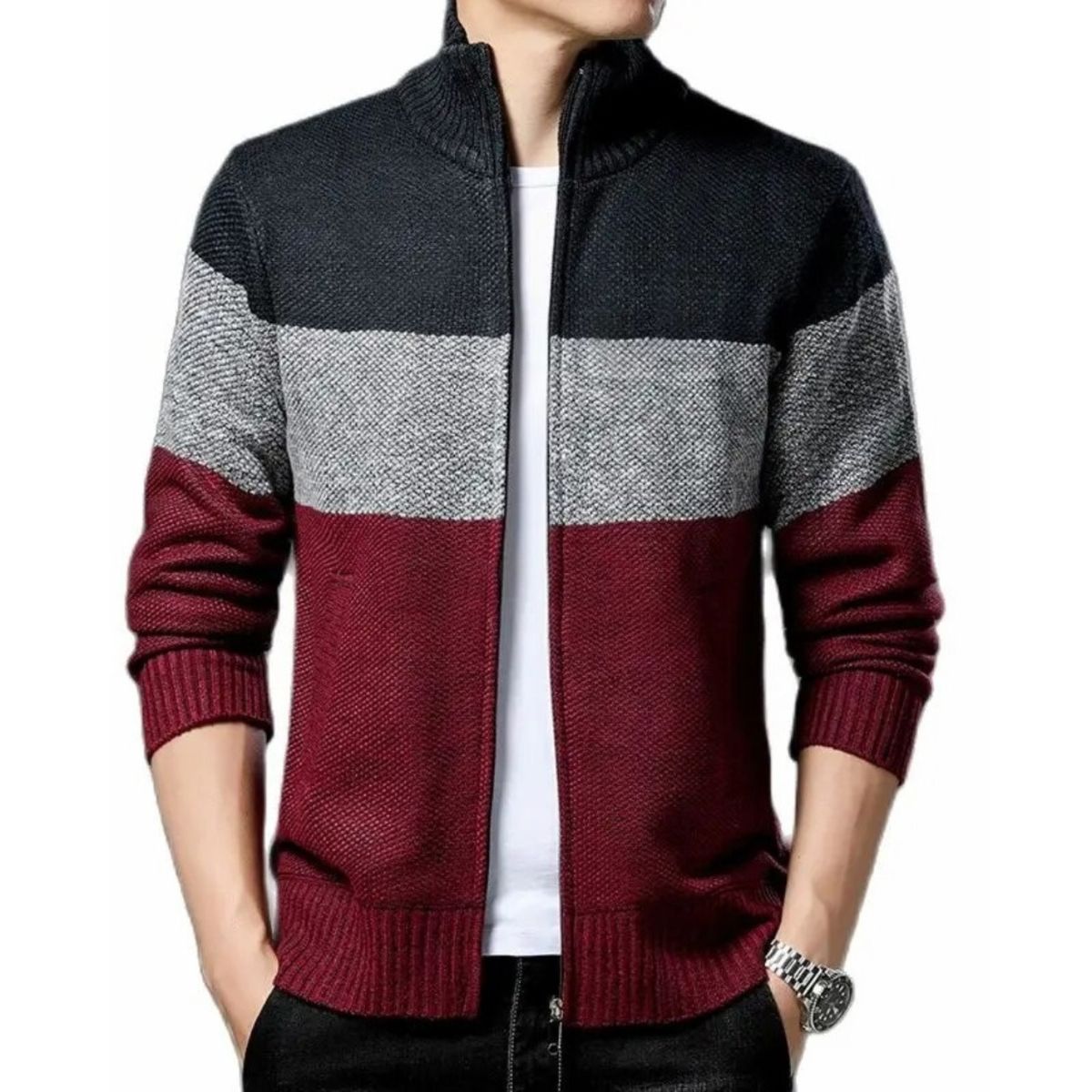 GENERICO - Sweater Chaqueta Cuello Subido Algodón Forro Piel 7170