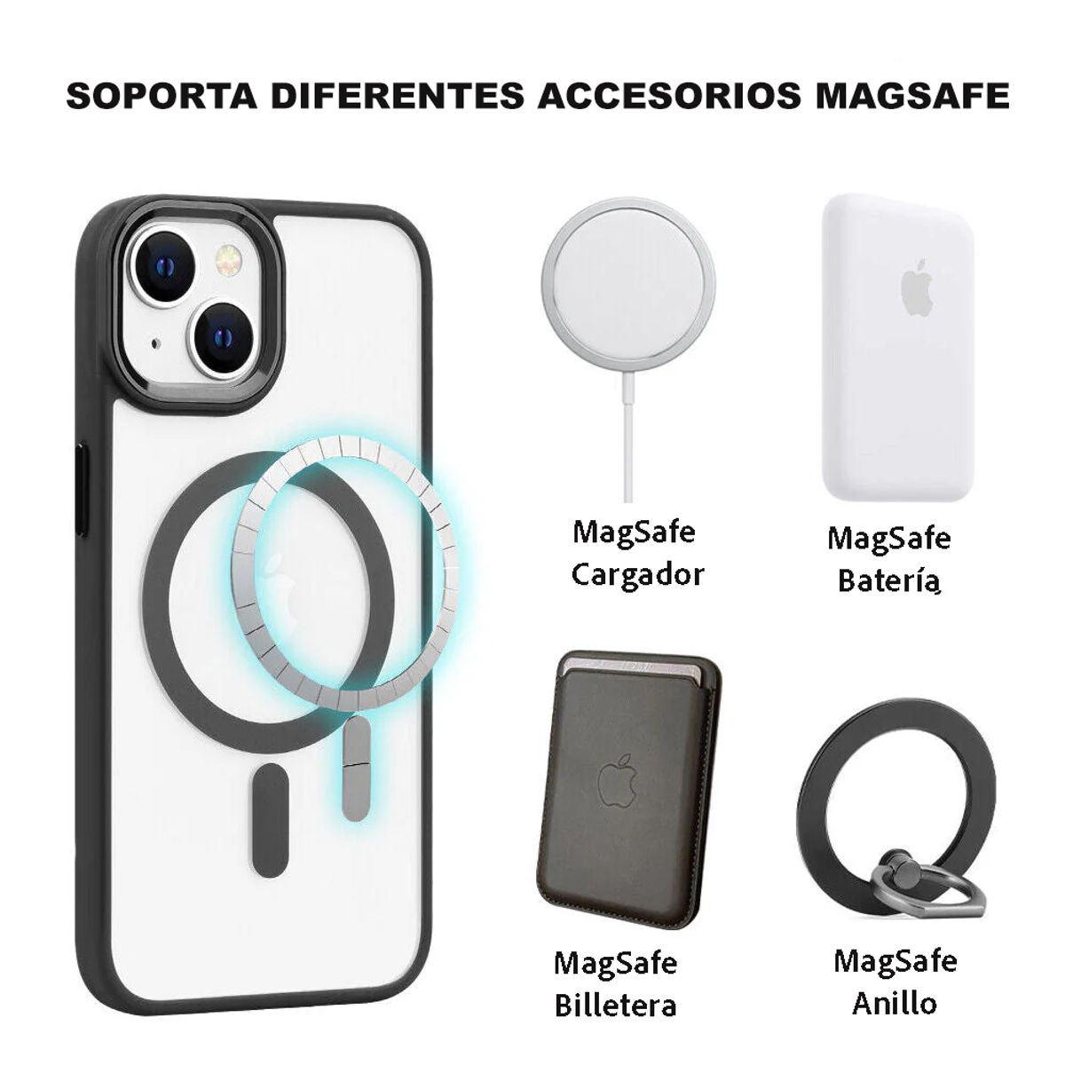 GENERICO - Carcasa Magsafe para iPhone 15 / Morado Lentes