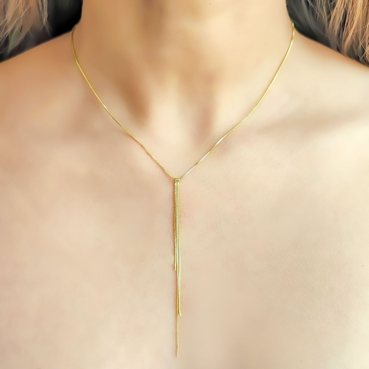 COGGIOLA - Collar Corbatero Cassandra Enchapado Oro 18K