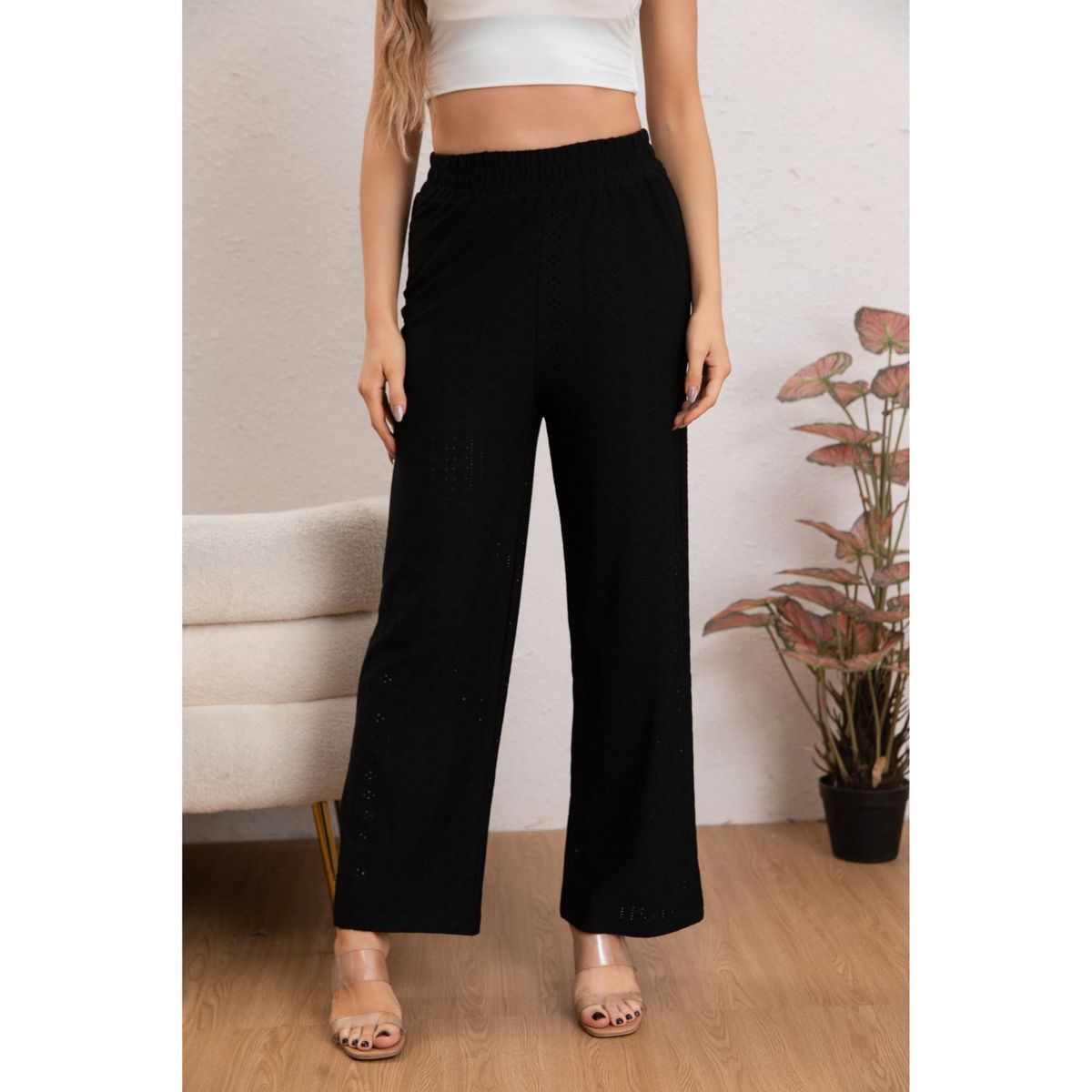 LIKE SHOP - Pantalon Playero Mujer Broderie Juvenil Verano 5004