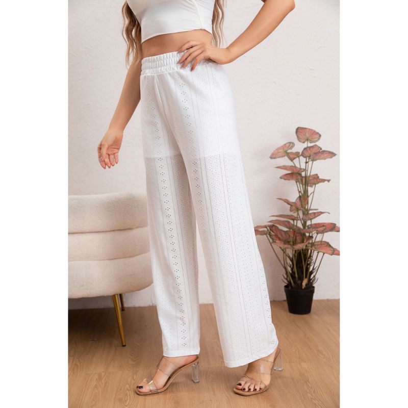 MPROPIA - Pantalon Playero Mujer Broderie Juvenil Verano 5004