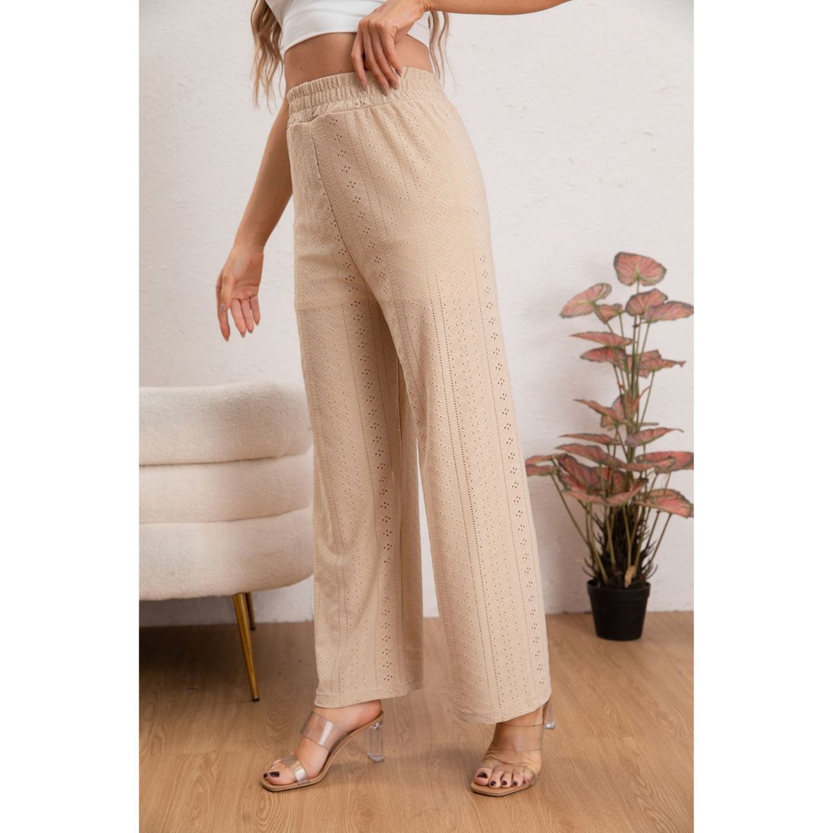 LIKE SHOP - Pantalon Playero Mujer Broderie Juvenil Verano 5004