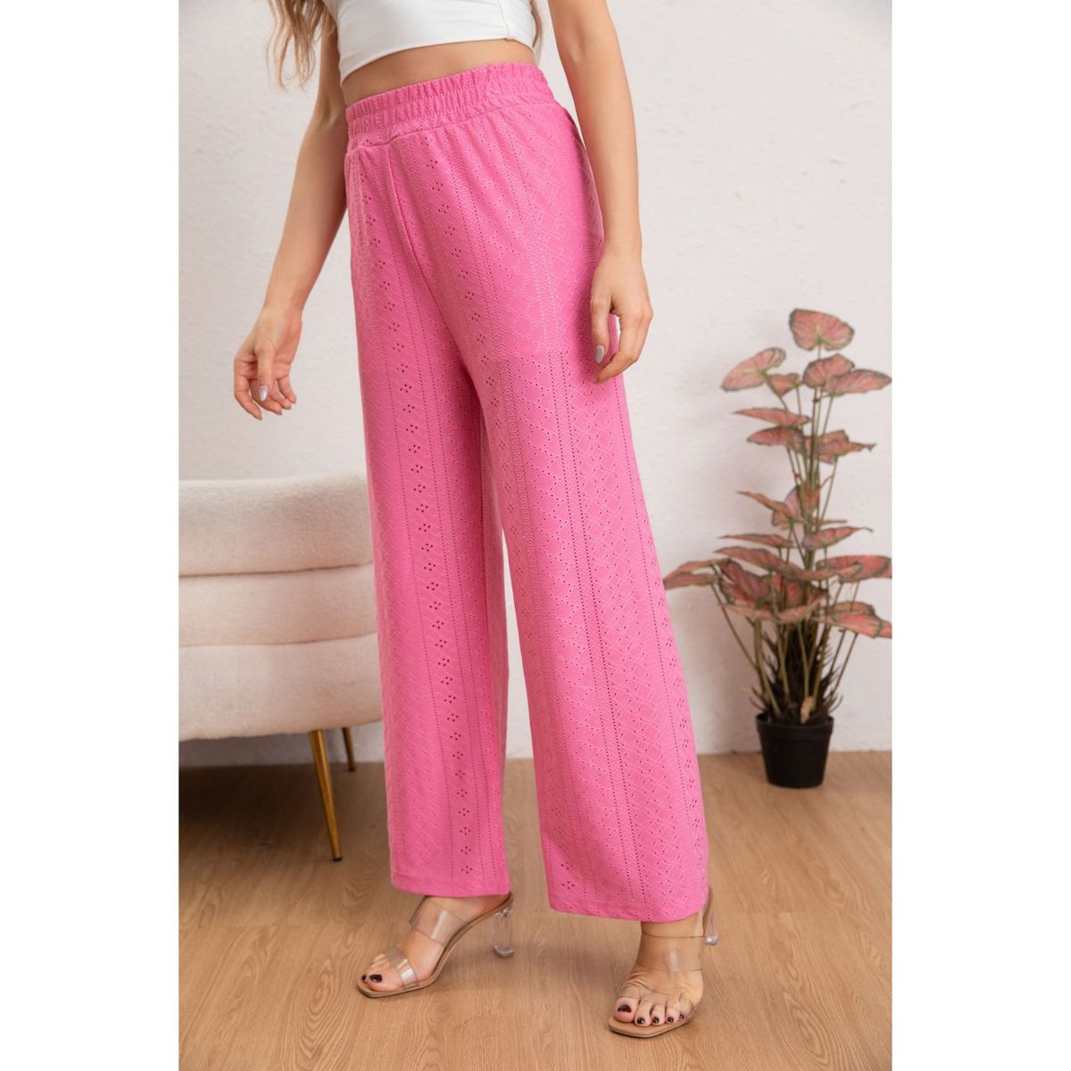 LIKE SHOP - Pantalon Playero Mujer Broderie Juvenil Verano 5004
