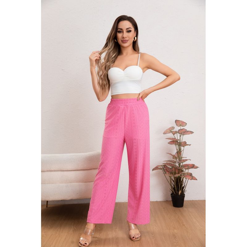 MPROPIA - Pantalon Playero Mujer Broderie Juvenil Verano 5004