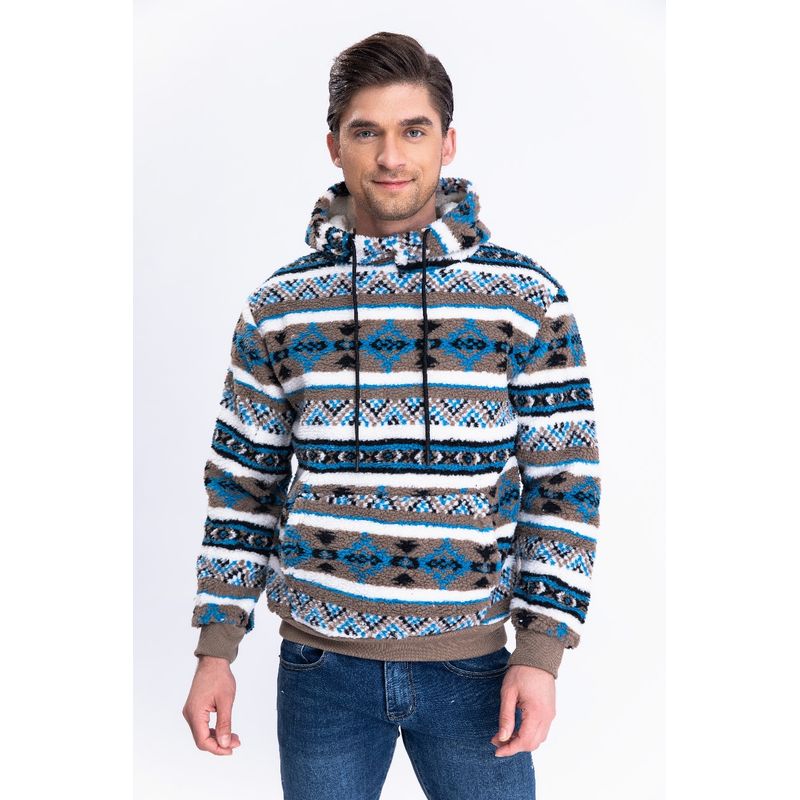 MPROPIA - Polerón Canguro Hombre Forro Piel Étnico Otoño Invierno Capucha 7564.