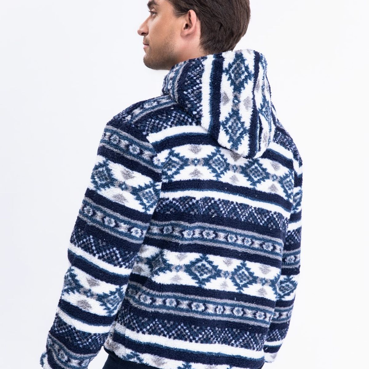 LIKE SHOP - Polerón Canguro Hombre Forro Piel Étnico Otoño Invierno Capucha 7564