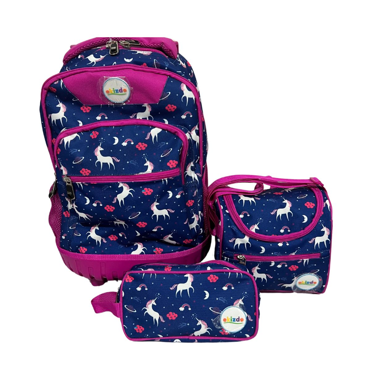 GENERICO - Pack Mochila + Lonchera + Estuche Escolar Ekizde