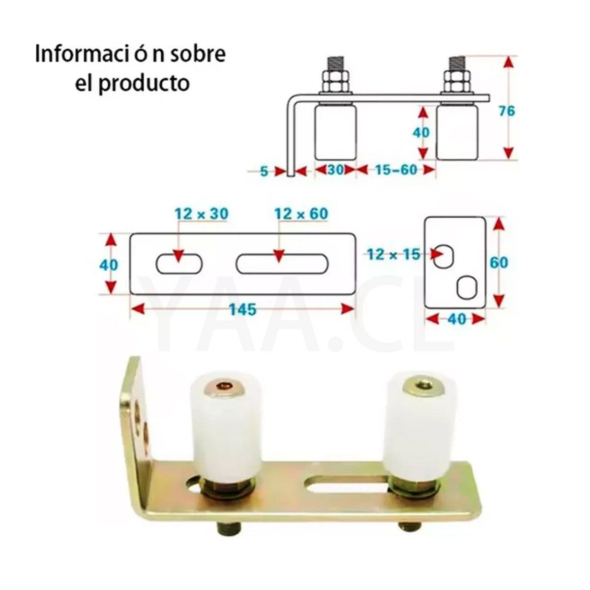 GENERICO - Pack 2 Guía Soporte Ajustable Para Portón Corredizo Nylon