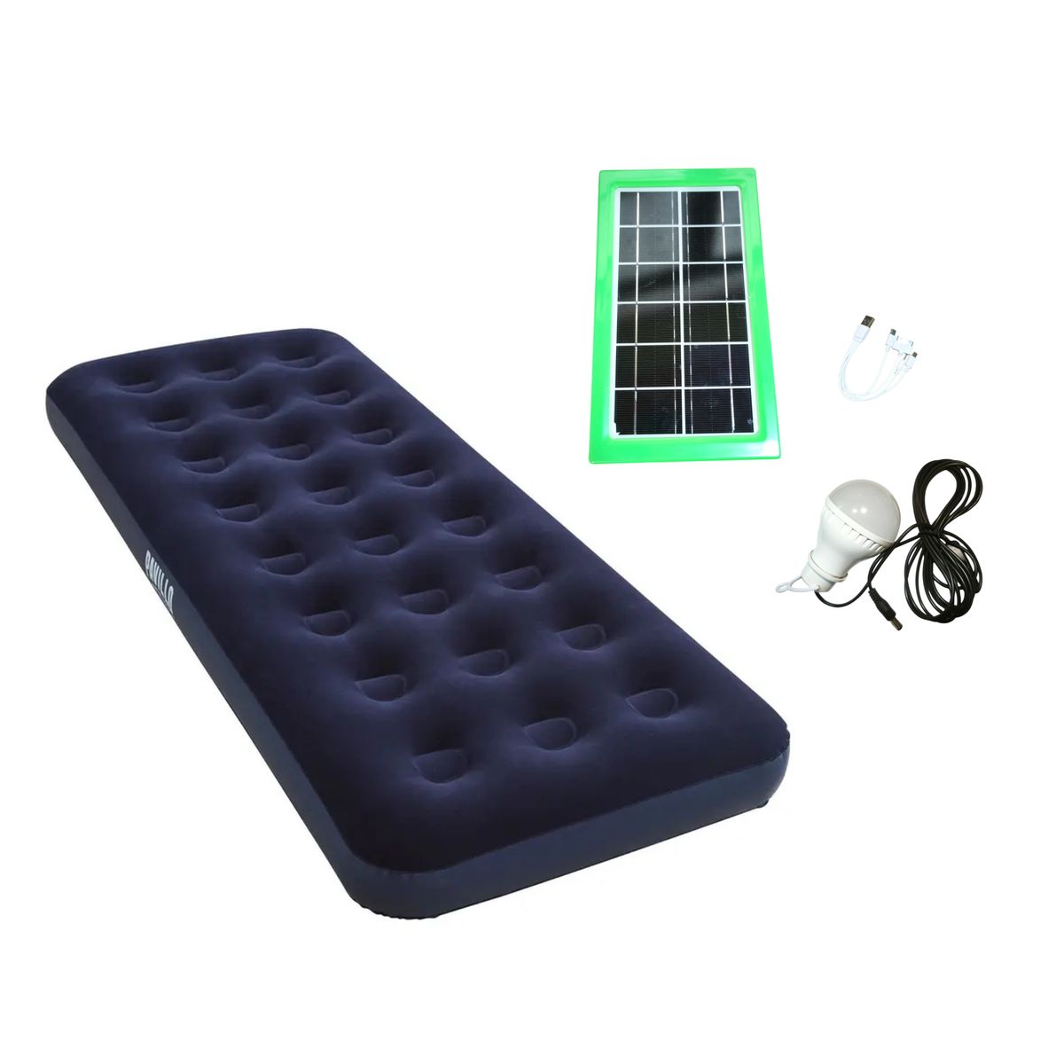 ALPES - Colchón inflable Alpes Outdoor 1 Plaza mas luz panel solar